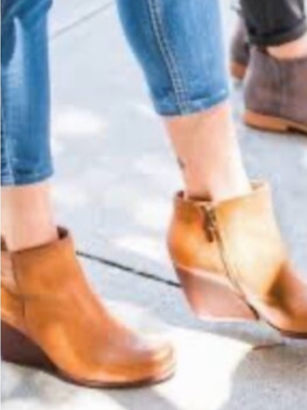 Kork-Ease Tan Leather Wedge Ankle Booties